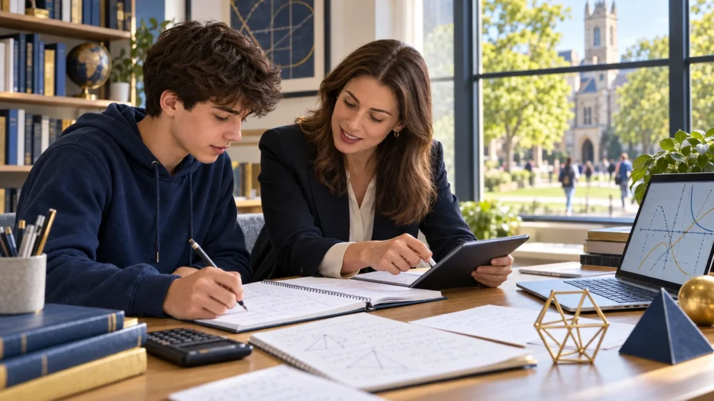 Школьник готовится к математическому вступительному тесту в зарубежный университет